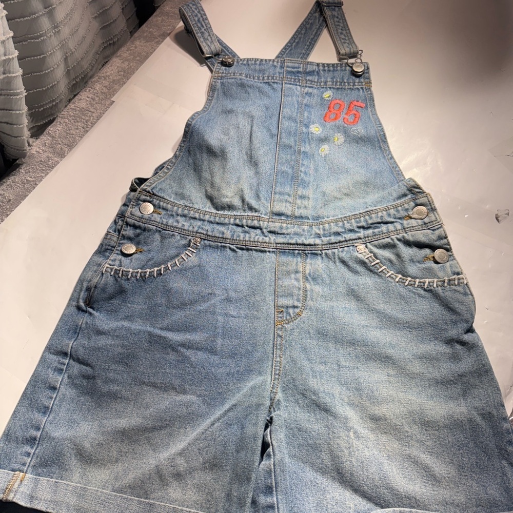Tommy Hilfiger Girls Denim Overall Romper Shorts Size XL (16)